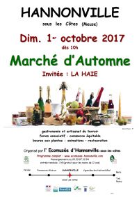 Marché d'Automne. Le dimanche 1er octobre 2017 à Hannonville-sous-les-Côtes. Meuse.  10H00